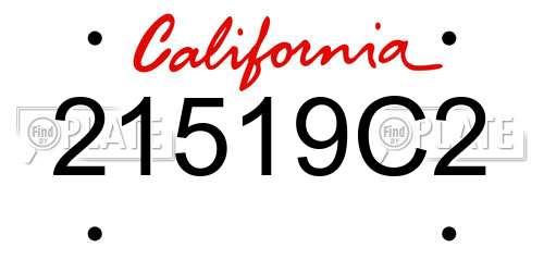 21519C2 California License Plate