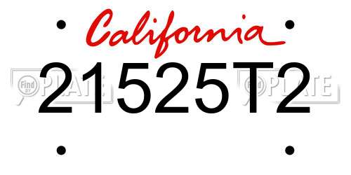 21525T2 California License Plate