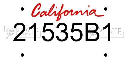 21535B1 California License Plate