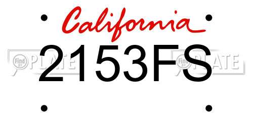2153FS California License Plate