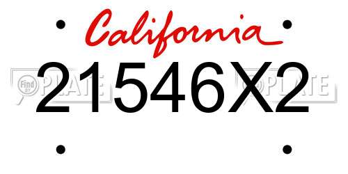 21546X2 California License Plate