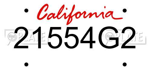 21554G2 California License Plate