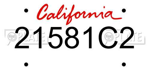 21581C2 California License Plate