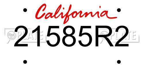 21585R2 California License Plate