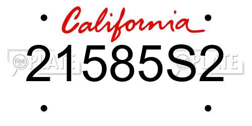 21585S2 California License Plate
