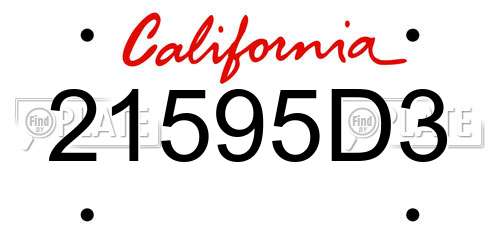 21595D3 California License Plate