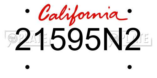 21595N2 California License Plate