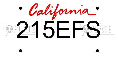 215EFS California License Plate