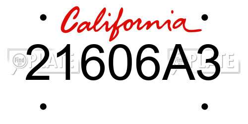 21606A3 California License Plate