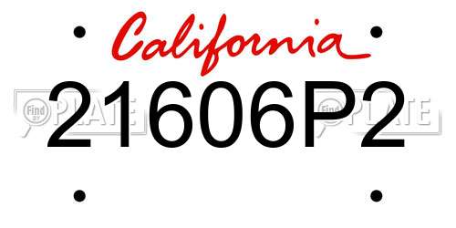 21606P2 California License Plate