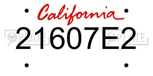 21607E2 California License Plate