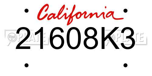 21608K3 California License Plate