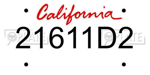 21611D2 California License Plate