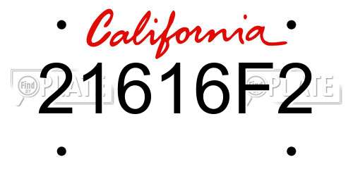 21616F2 California License Plate