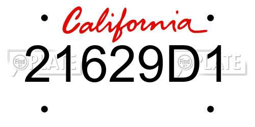 21629D1 California License Plate
