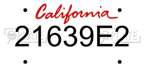 21639E2 California License Plate
