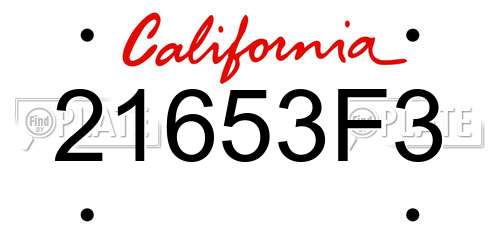 21653F3 California License Plate