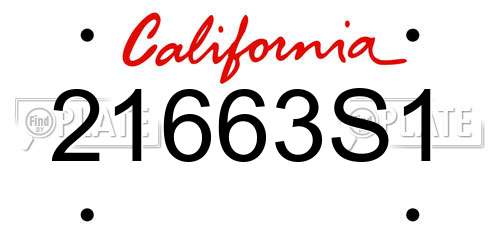 21663S1 California License Plate