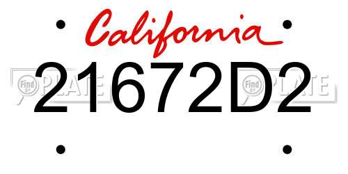 21672D2 California License Plate