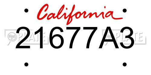 21677A3 California License Plate