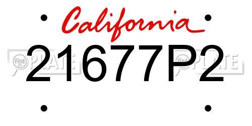 21677P2 California License Plate
