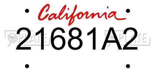 21681A2 California License Plate