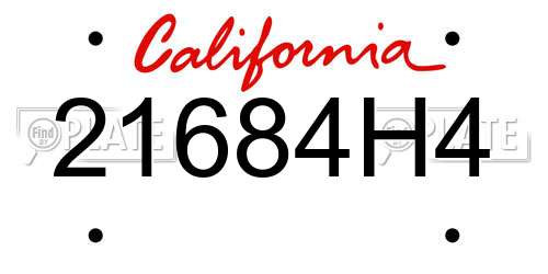 21684H4 California License Plate