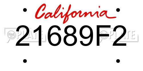 21689F2 California License Plate