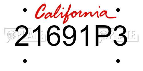 21691P3 California License Plate