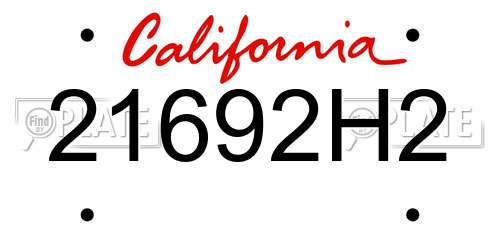 21692H2 California License Plate