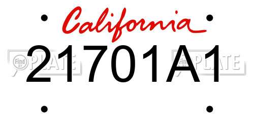 21701A1 California License Plate