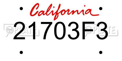 21703F3 California License Plate