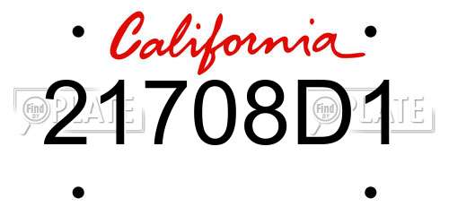 21708D1 California License Plate