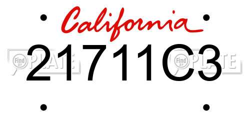 21711C3 California License Plate