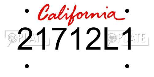 21712L1 California License Plate