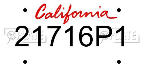 21716P1 California License Plate