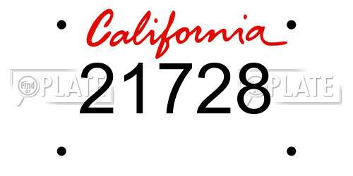 21728 California License Plate