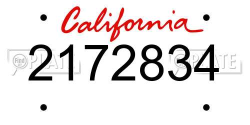2172834 California License Plate
