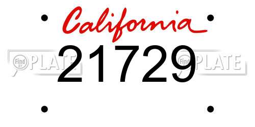 21729 California License Plate