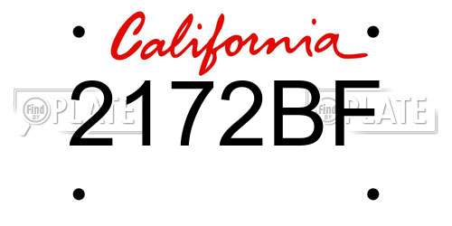 2172BF California License Plate