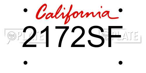 2172SF California License Plate