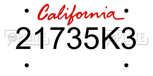 21735K3 California License Plate