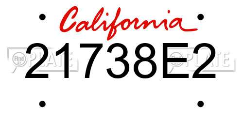 21738E2 California License Plate