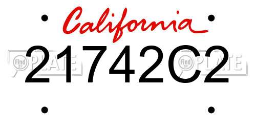 21742C2 California License Plate