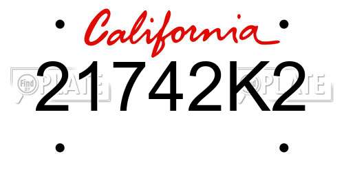21742K2 California License Plate