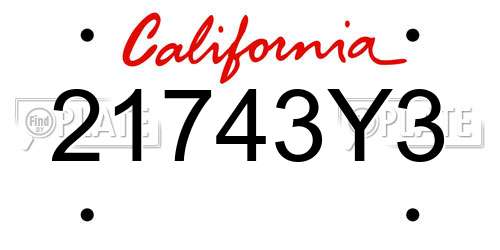 21743Y3 California License Plate