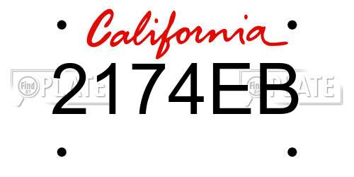 2174EB California License Plate