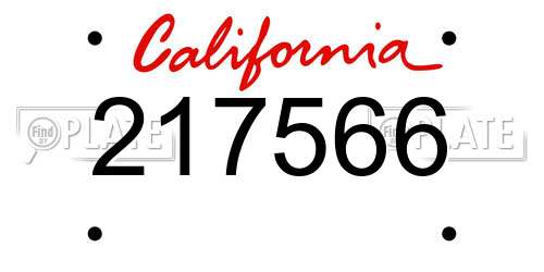 217566 California License Plate