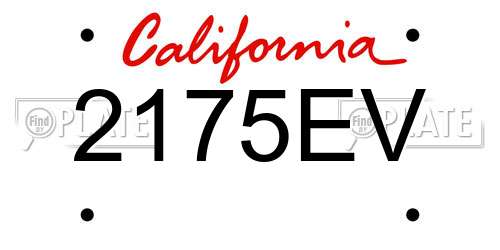 2175EV California License Plate
