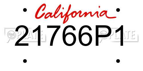 21766P1 California License Plate